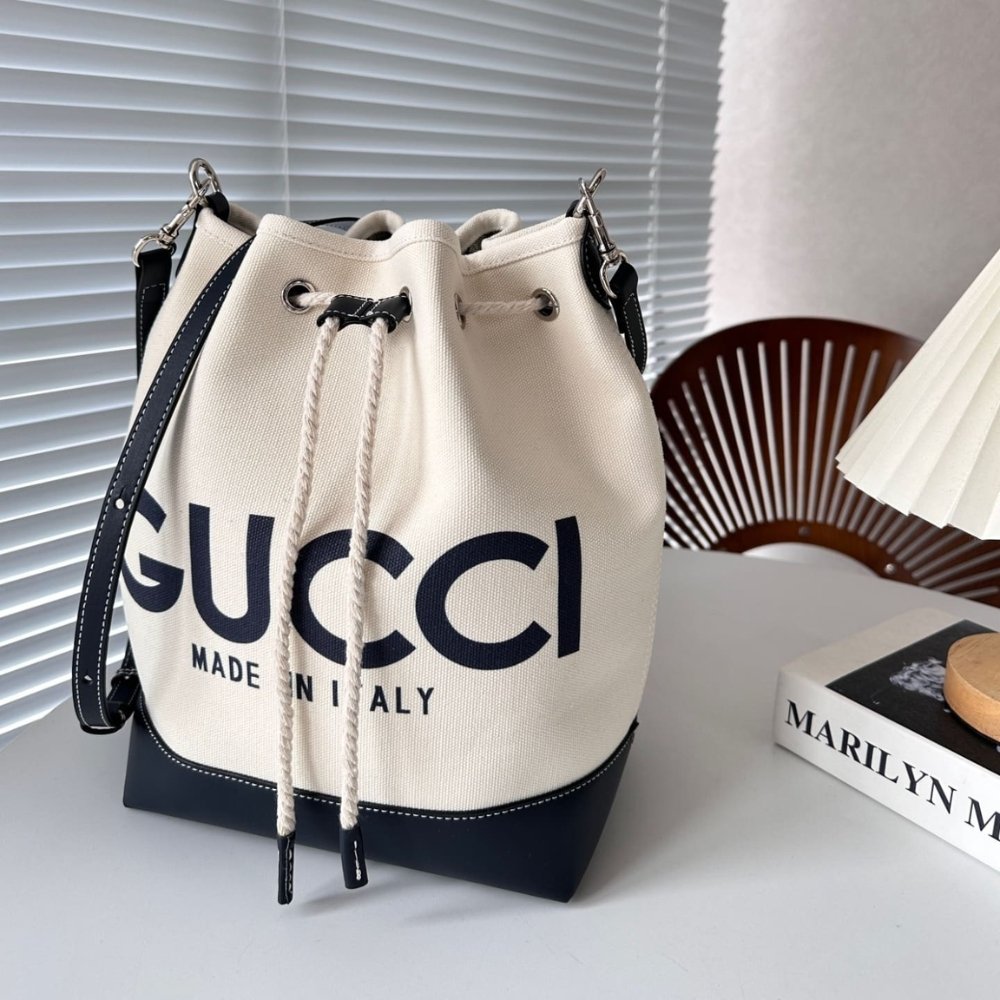 [S*per Vip 1:1] Gvc*1 Mini Shoulder Bag With Print Cotton Linen Canvas Black 23Cm