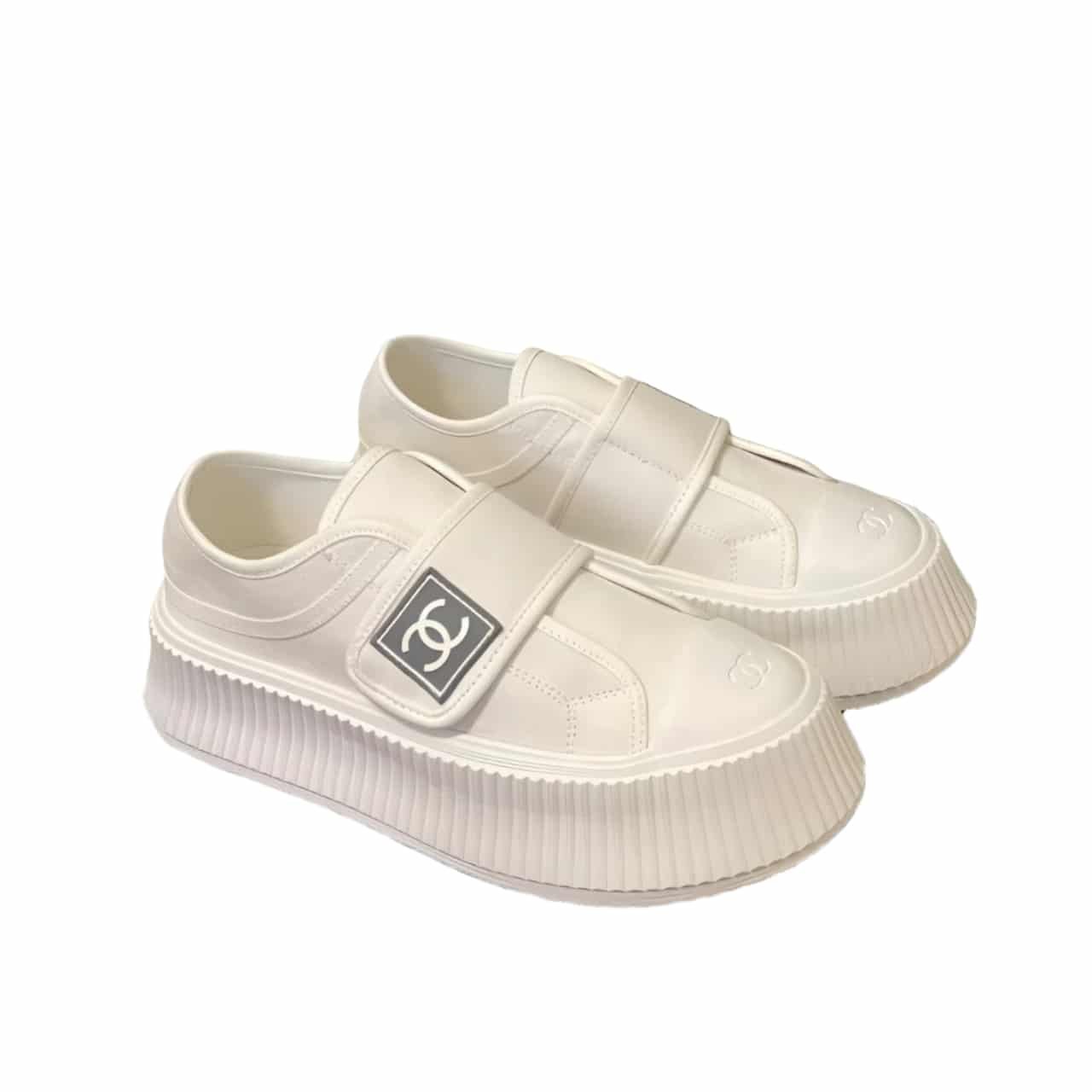 Ch**el Cc Cap Toe Slipon Sneaker All White
