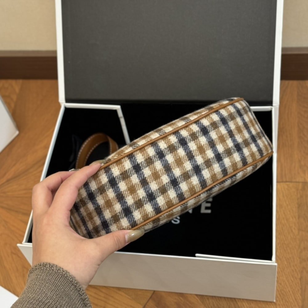 Ce1i*e Ava Triomphe Bag In Tartan Textile And Calfskin Medium 24Cm 114492Fyd 14Ml
