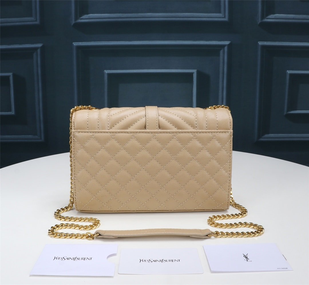 Sa1nt Lau*nt Envelope Small In Quilted Grain De Poudre Embossed Leather Beige 21Cm 600195Bow912721