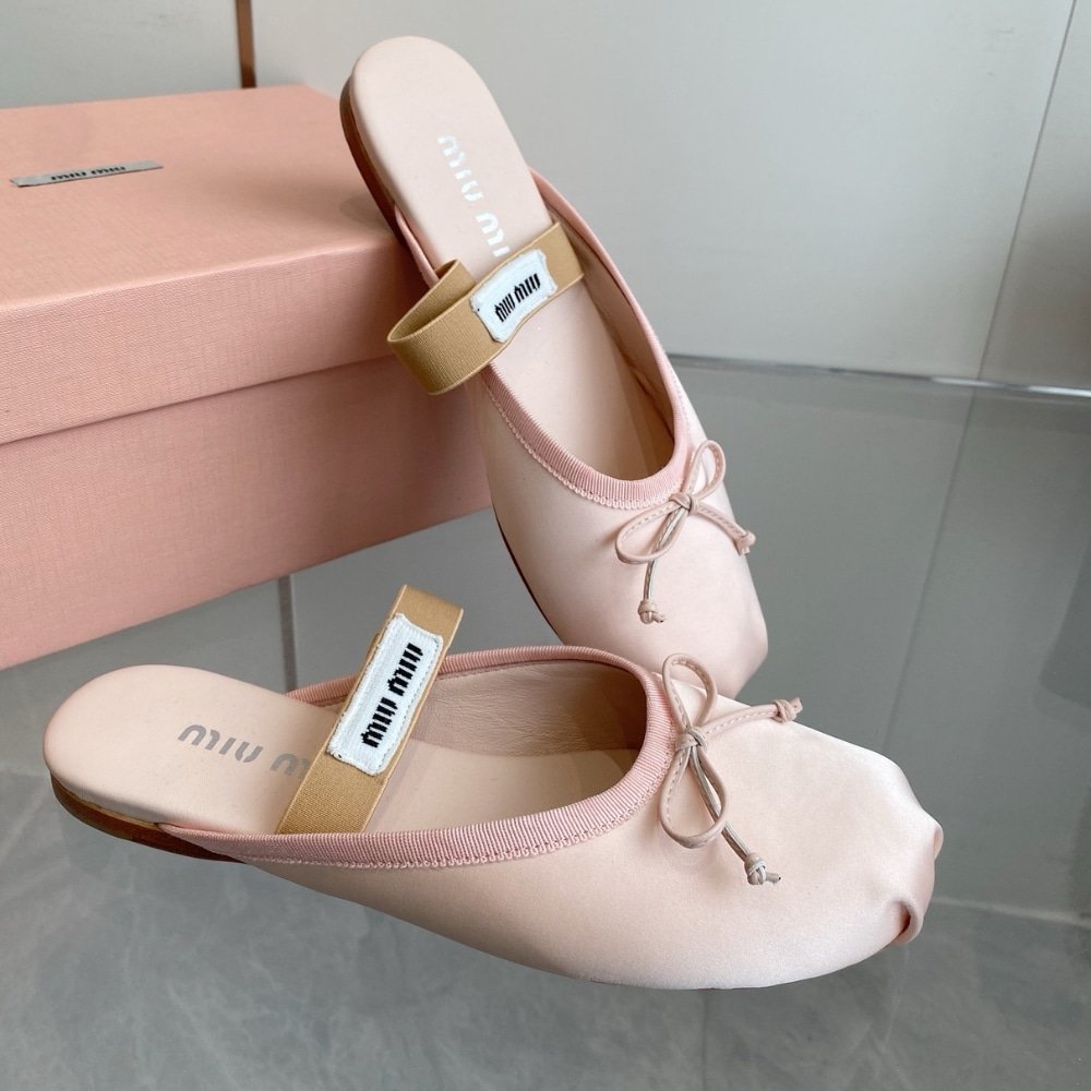 M1um1u Satin Ballerina Mules Orchid Pink 5F451E Qu6 F0615 F 005
