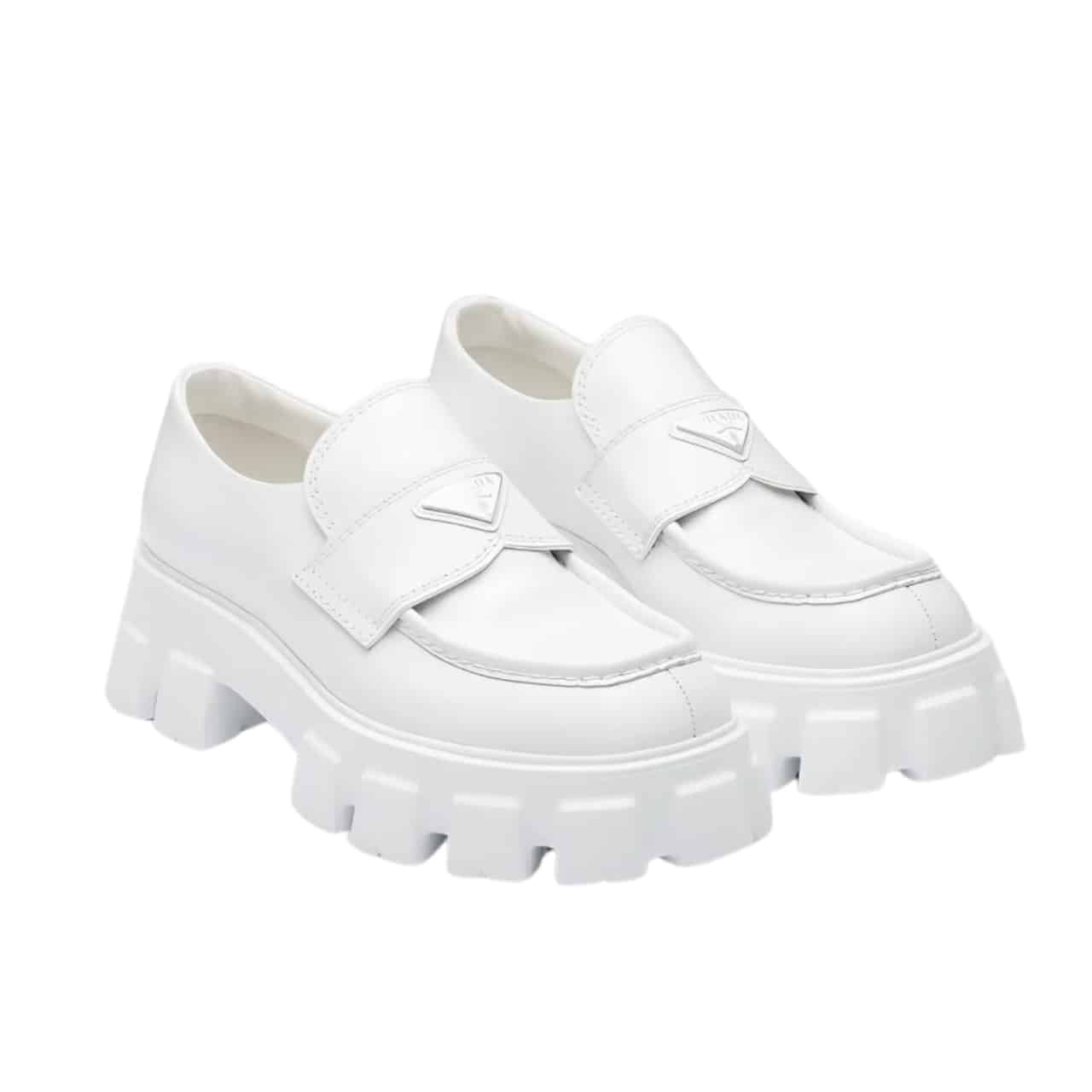 Pra*a Monolith Brushed Leather Loafers White 2De129 B4L F0009