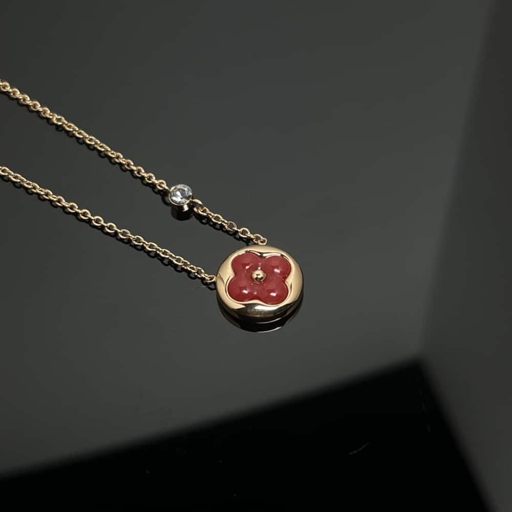 L0vis Vvtt0n Color Blossom Bb Sun Pendant Pink Gold Necklace Red Q93826
