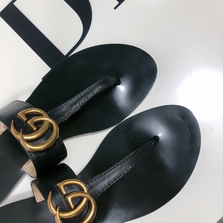 Gvc*1 Double G Thong Leather Black ‎497444 A3N00 1000