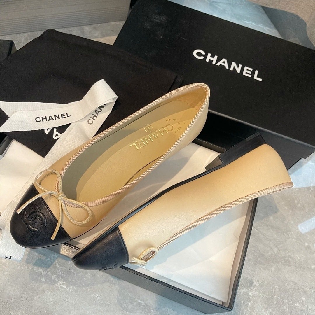Ch**el Ballerina Beige And Black G02819 X01000 C0204