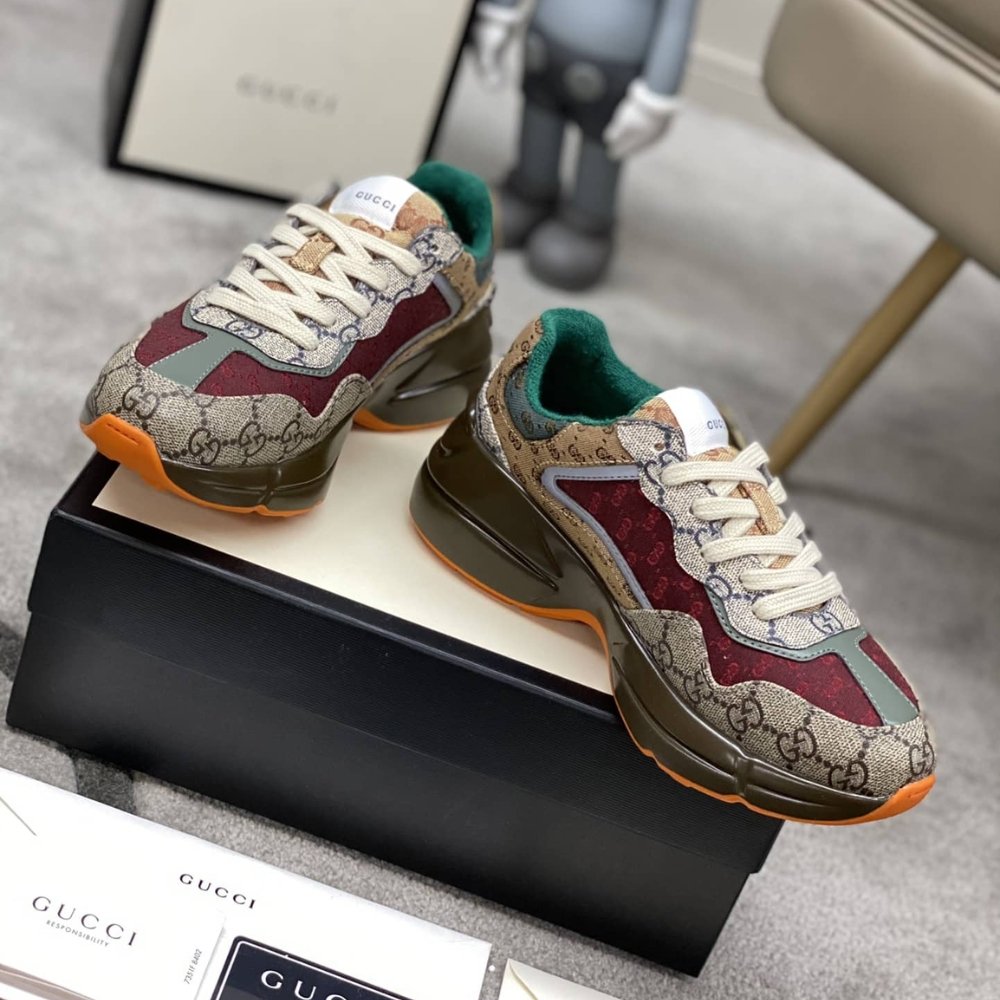 Gvc*1 Women’S Gg Rhyton Sneaker ‎Beige Brick Red 619891 99Wg0 6060