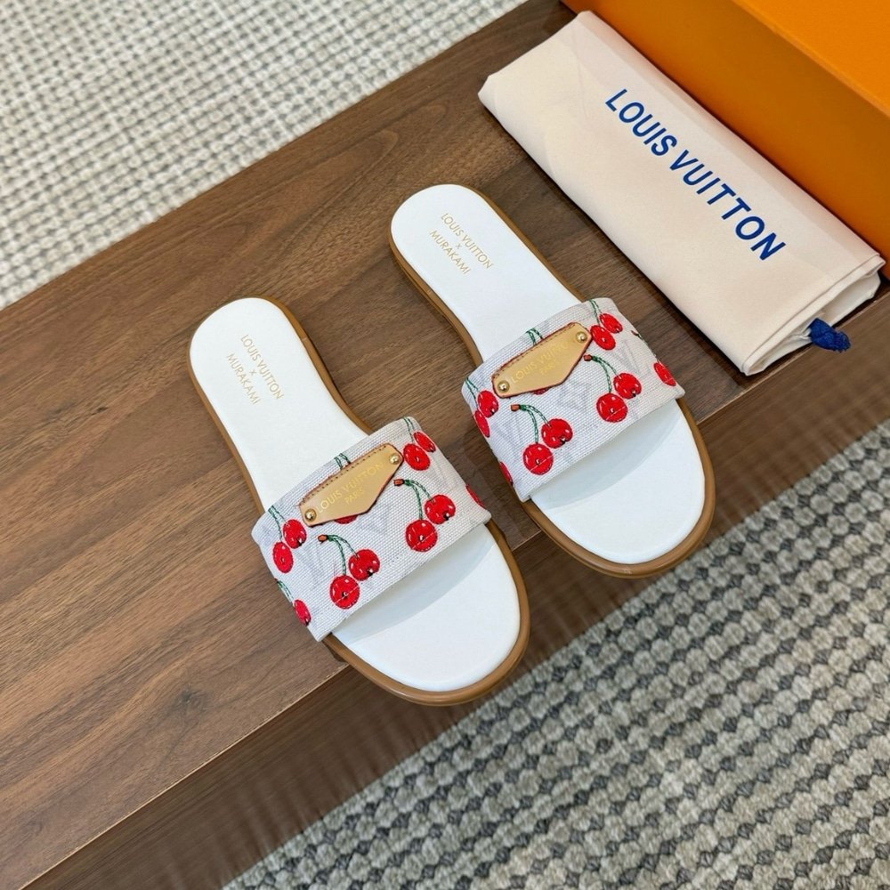 L0vis Vvtt0n X Takashi Murakami Lily Flat Mule White 1Ahm43