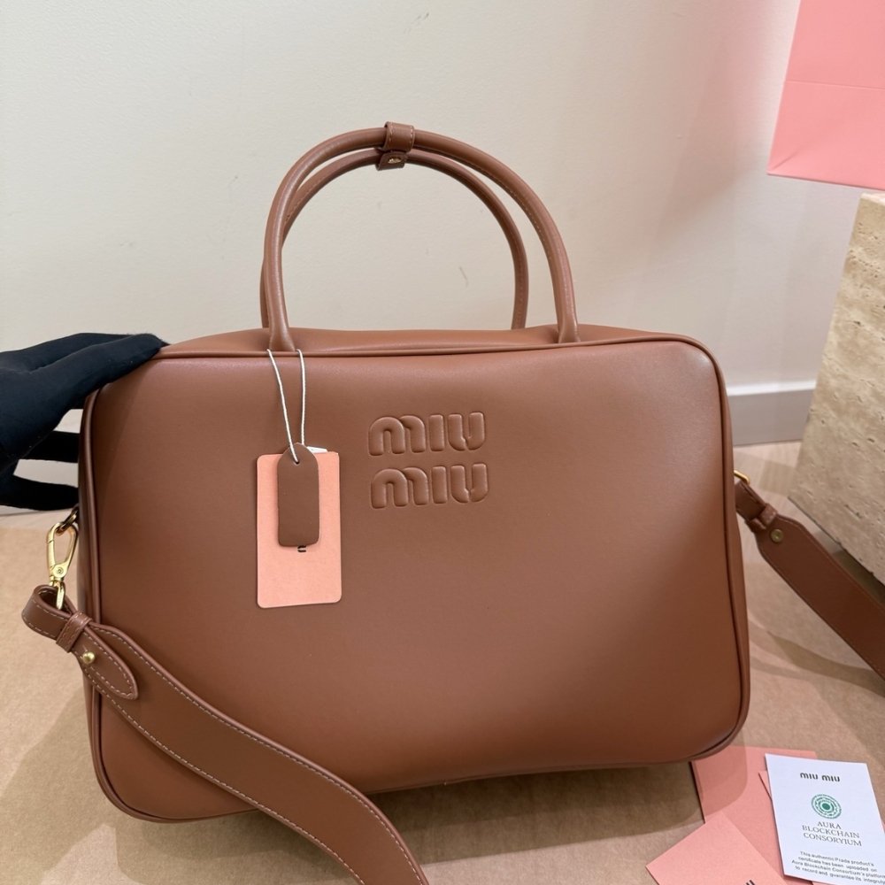 Miu Miu Beau Cognac Beau Leather Bag 34Cm 5BB117 2CRW F0046 V MON