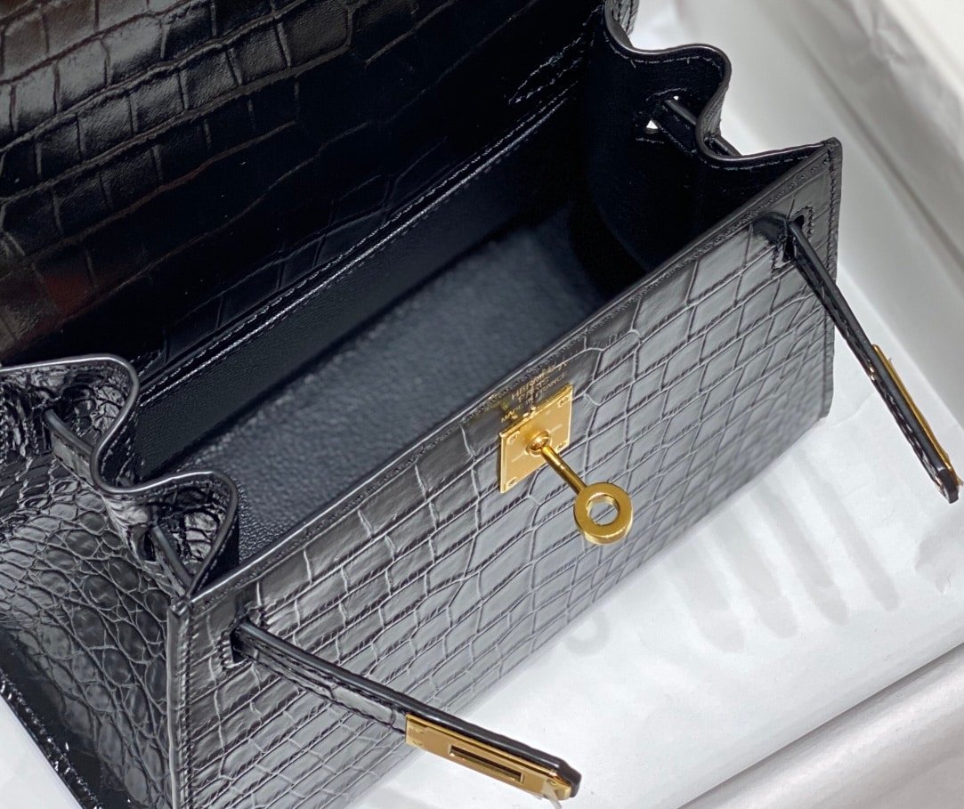 H**me5 Mini Kelly K20 Gold-Toned Hardware Black 20Cm