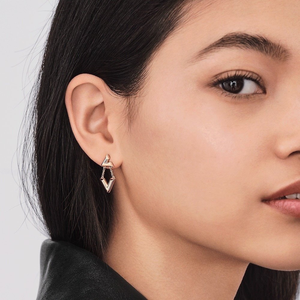 L0vis Vvtt0n Lv Volt Upside Down Earrings Pink Gold