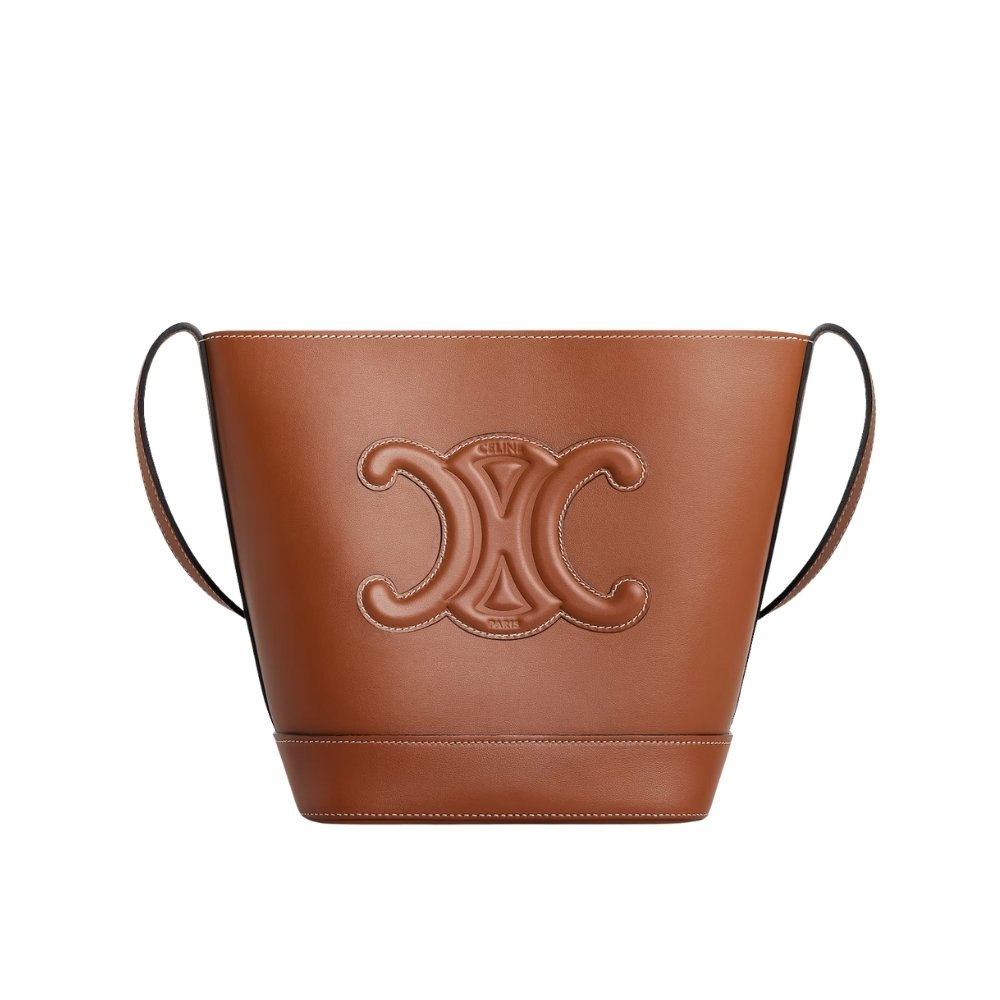 Ce1i*e Small Bucket Cuir Triomphe In Smooth Tan 17Cm 113783Du3 04Lu
