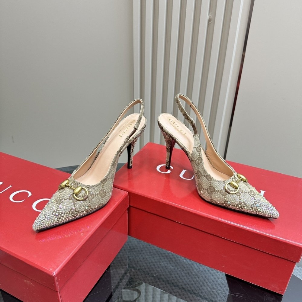 Gvc*1 Women’s Horsebit Pump Gg Canvas Beige And Dark Brown 812176 Fad21 2549