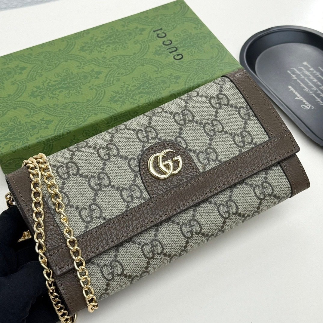Gvc*1 Ophidia Chain Wallet Beige Gg Svp*me Canvas 19Cm 772309K9Gsg8367