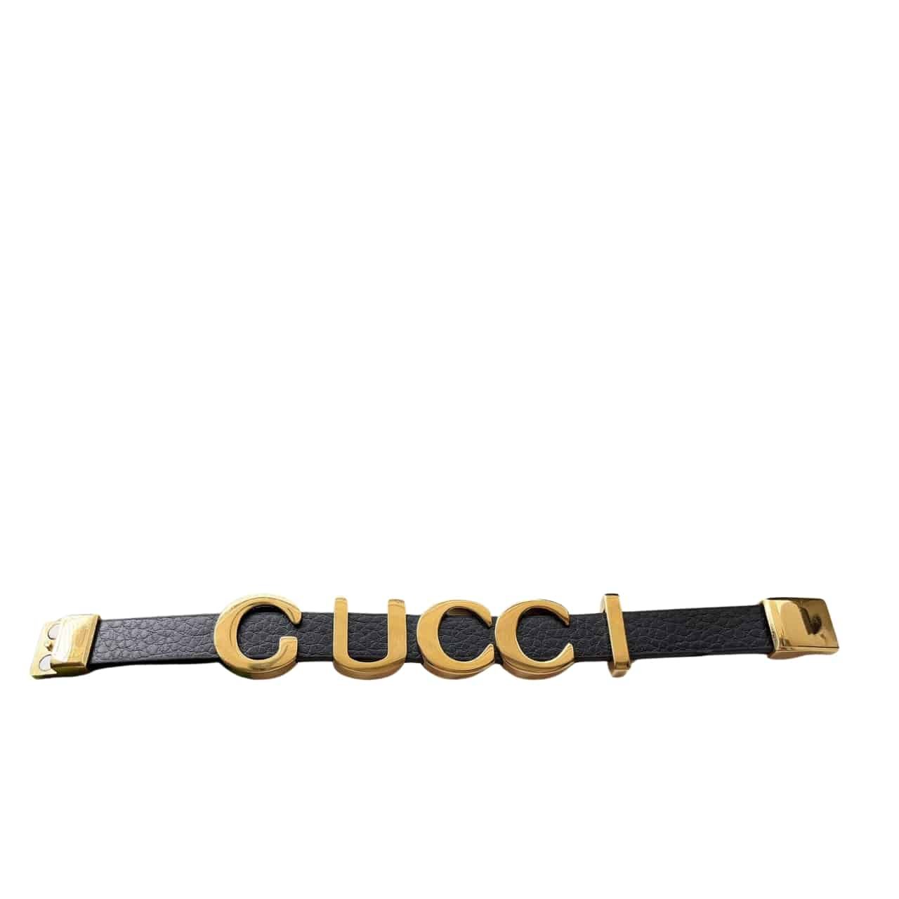 Gvc*1 Leather Bracelet With Gvc*1 Script