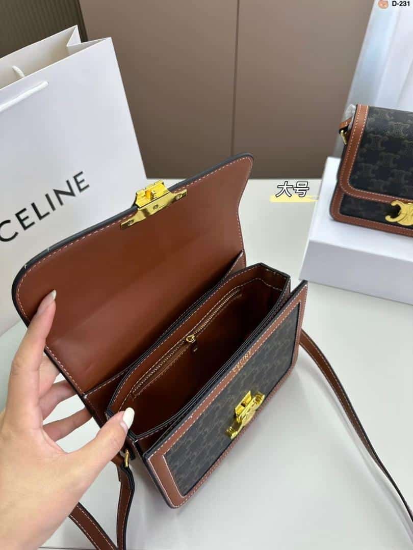 Ce1i*e Classique Triomphe Bag In Triomphe Canvas And Calfskin Tan 22Cm 191242Bz404Lu