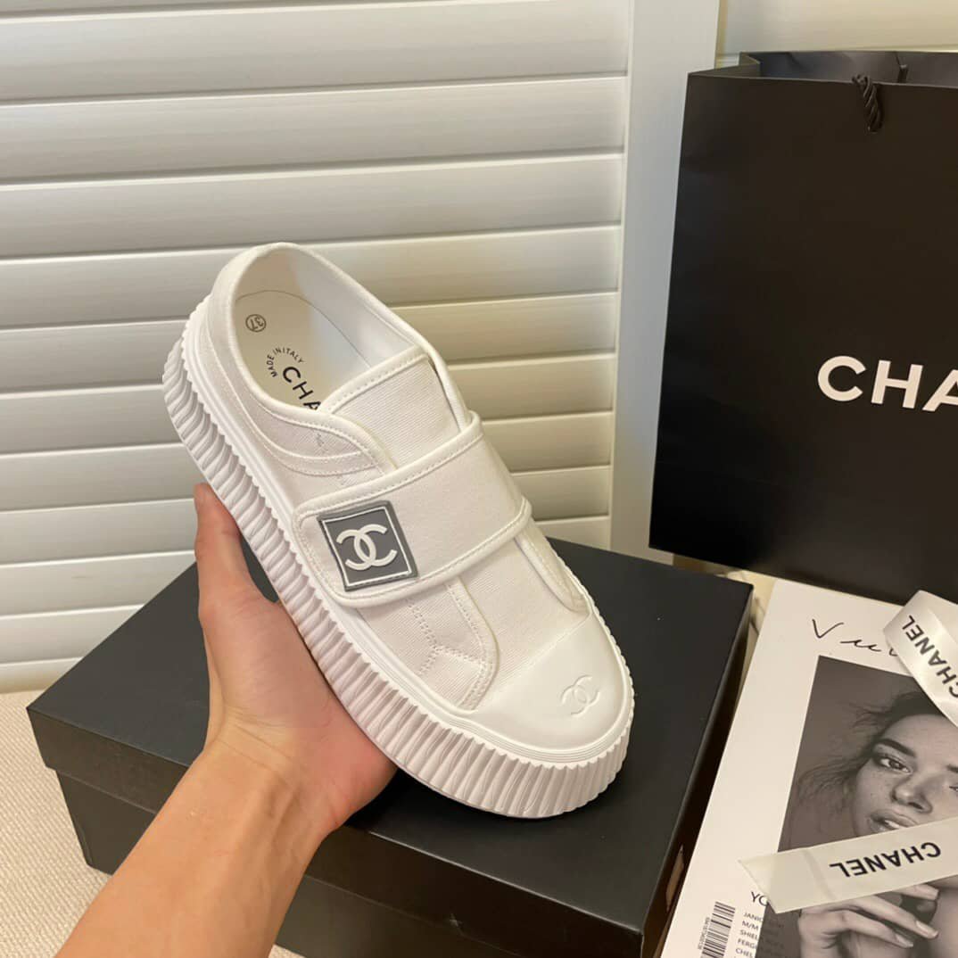 Ch**el Cc Cap Toe Slipon Sneaker All White