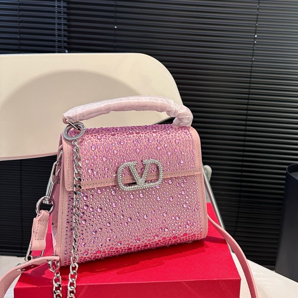 Va1e*ntin0 Vsling Mini Handbag With Sparkling Rose Quartz 19Cm 3W0B0G97Thv D0M
