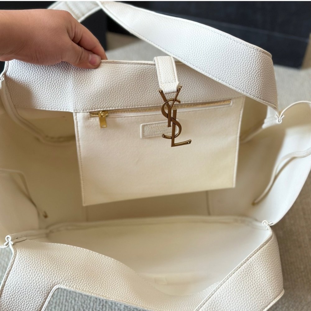 Sa1nt Lau*nt Le 5 À 7 Bea In Grained Leather White 50Cm 763435Aaddg