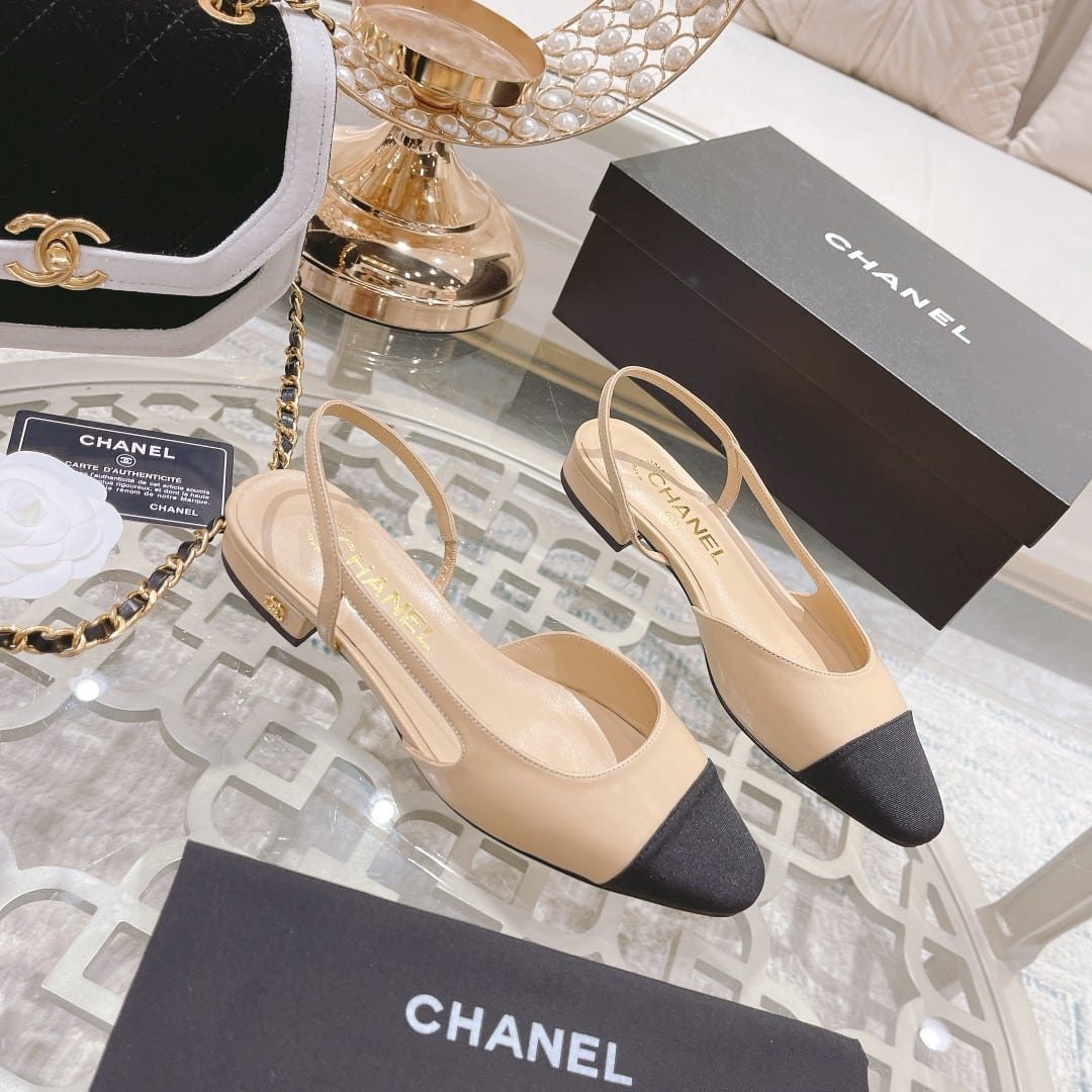 Ch**el Slingback Beige Black G31319 Y50006 C8378