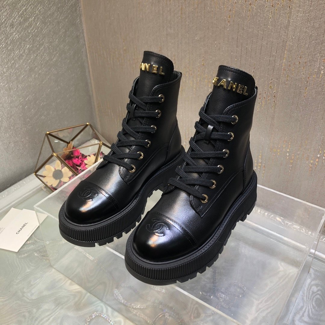 Ch**el Cc Lace Up Boot Black G45124 B14018 94305