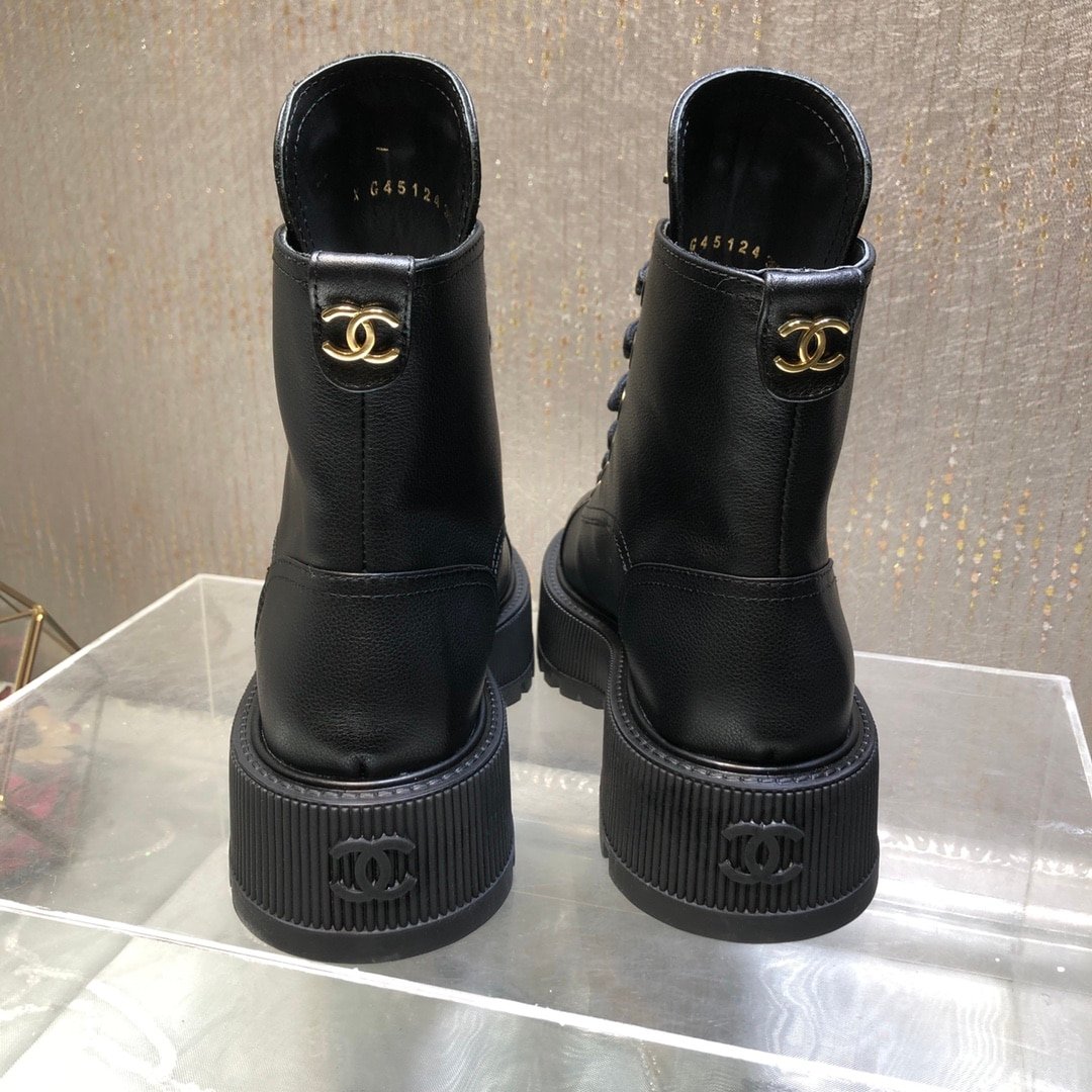 Ch**el Cc Lace Up Boot Black G45124 B14018 94305