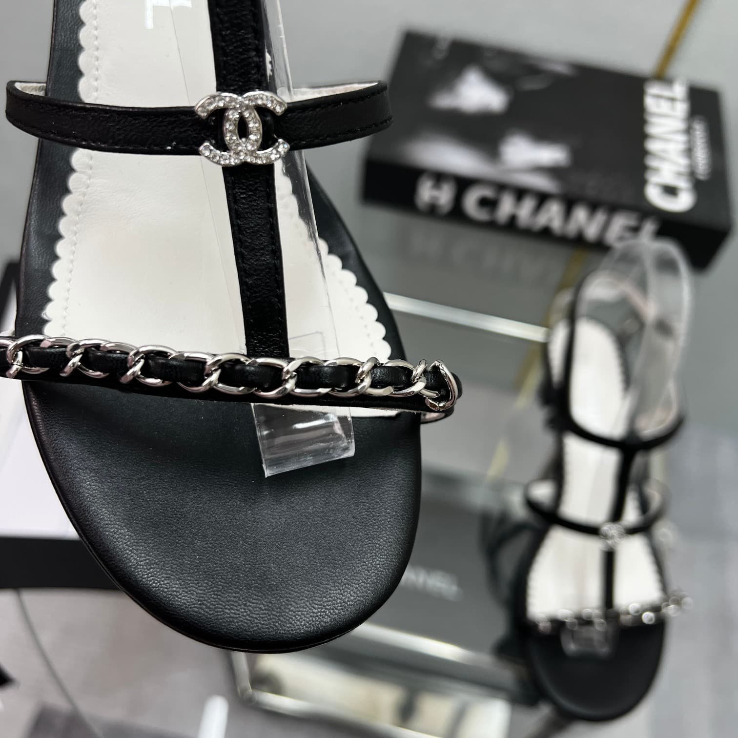 Ch**el Sandals Metal Black G39645 X01000 94305