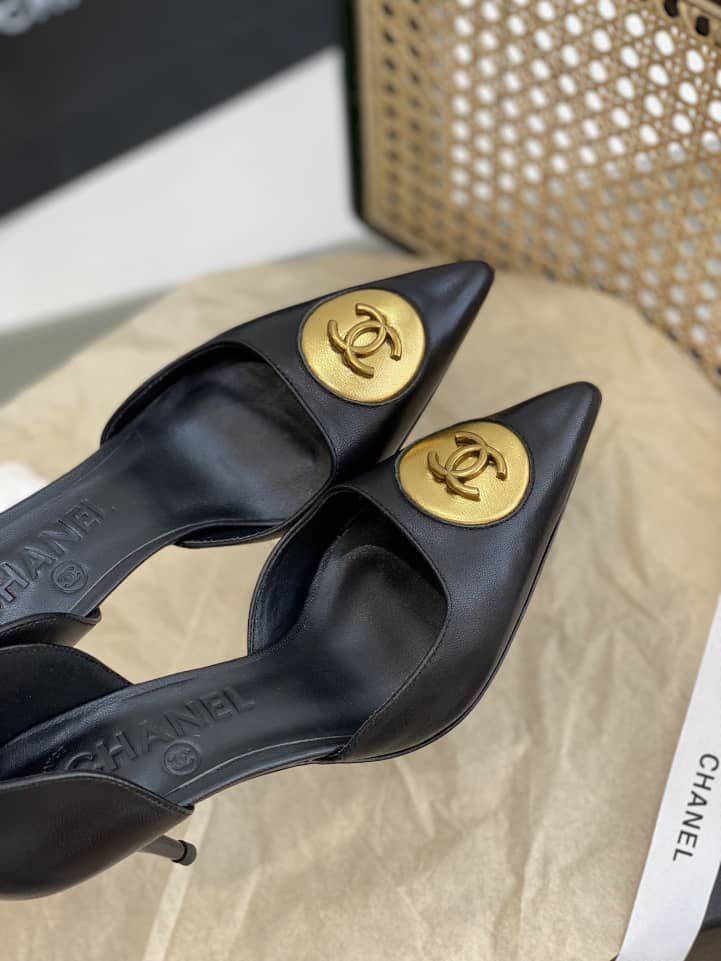 Ch**el Cc Logo Heels In Black