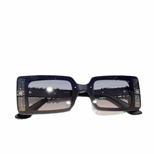 Ch**el Rectangle Shiny Design Gradient Sunglasses Deep Blue
