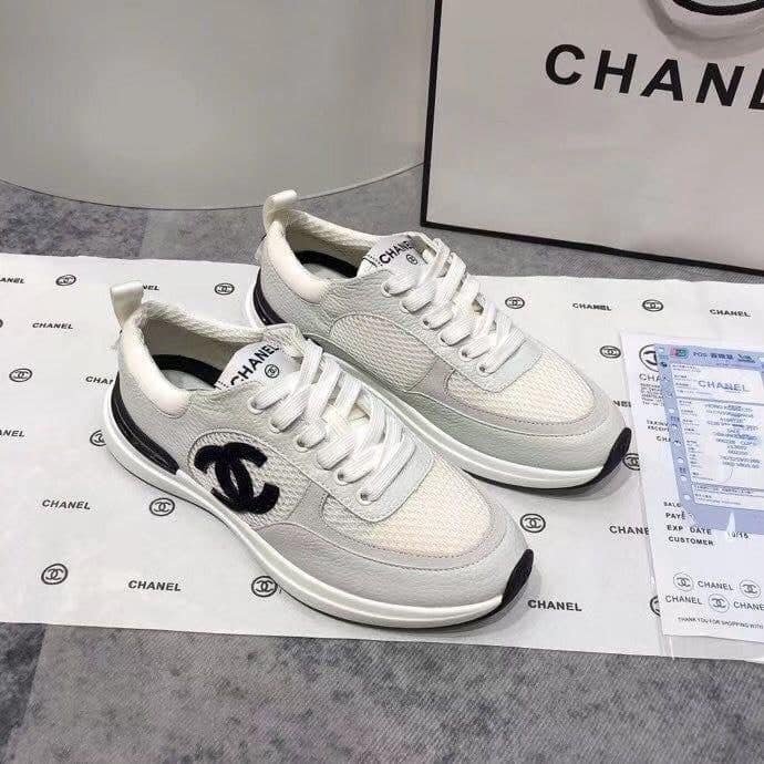 Ch**el Mesh Suede Sneaker White Black G37492 Y55236 10601