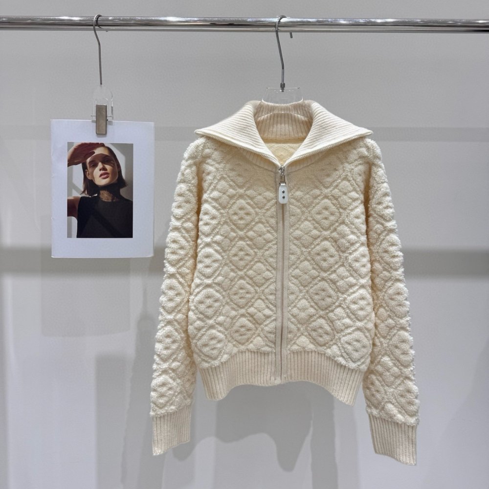 L0vis Vvtt0n Monogram Toweling Zip Up Jacket Beige 1Agczu