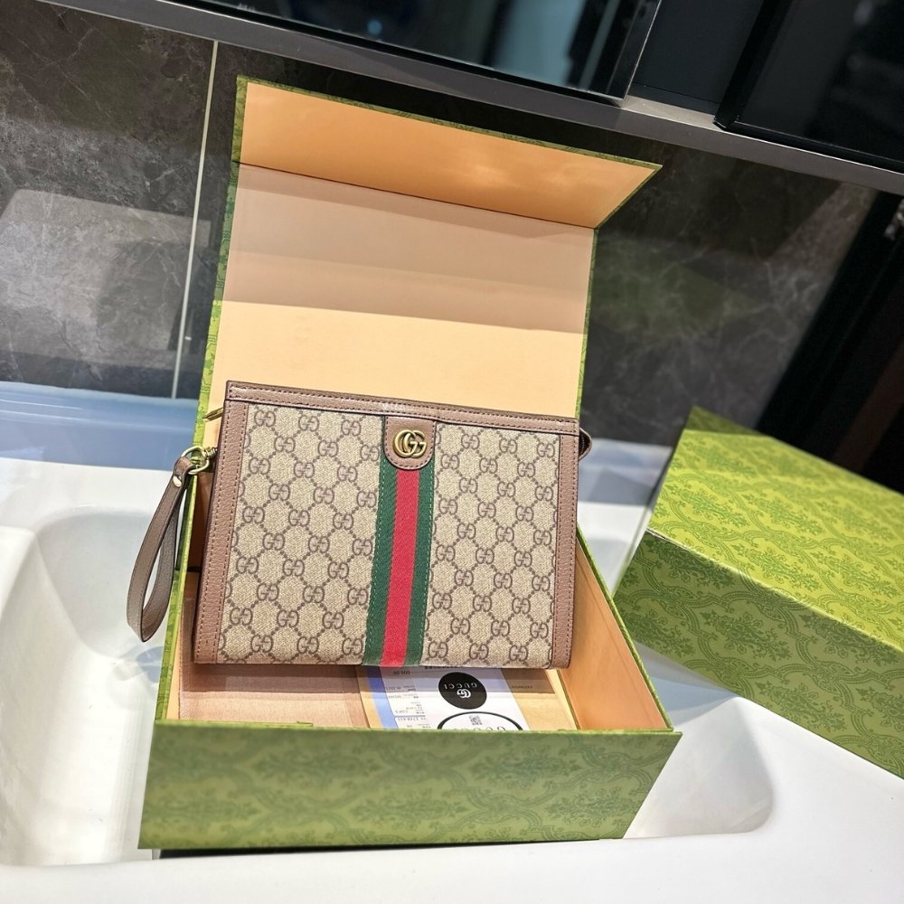Gvc*1 Ophidia Pouch Beige Gg Svp*me Canvas 26Cm 625549 96Iwg 8745