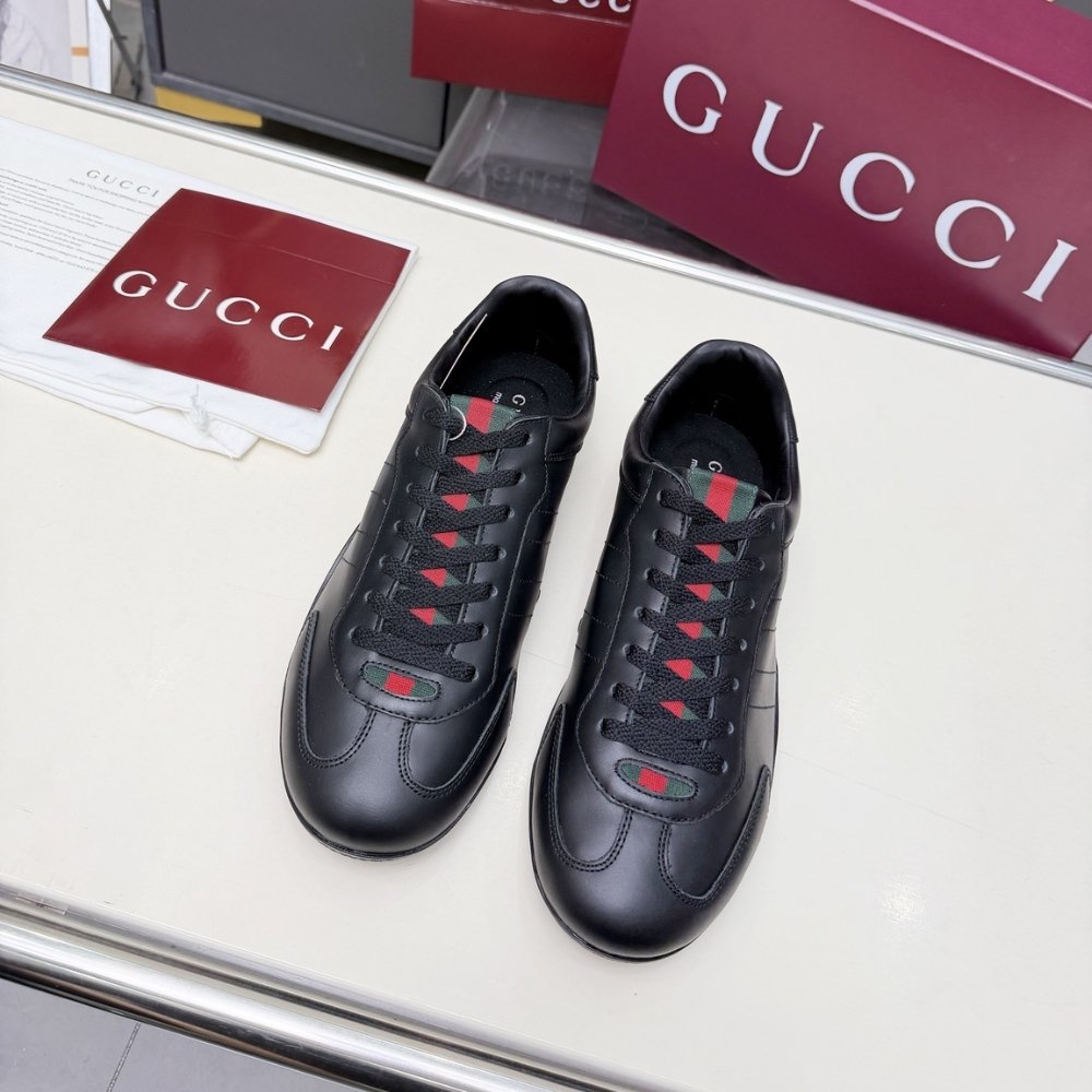 Gvc*1 Men Shift Trainers All Black Leather 857018 Aafuh 1086