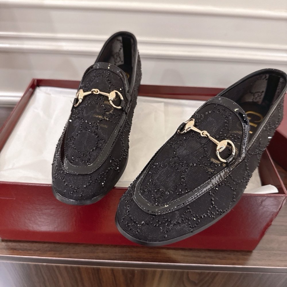 Gvc*1 Women Gg Crystal Jordaan Loafer Black 835483 Faeq0 1046