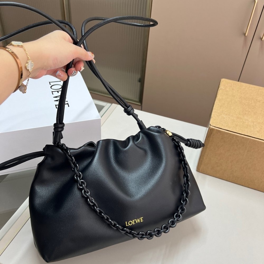 L0ew* Medium Flamenco Purse In Mellow Nappa Black 30Cm A411Fcrx84 1100