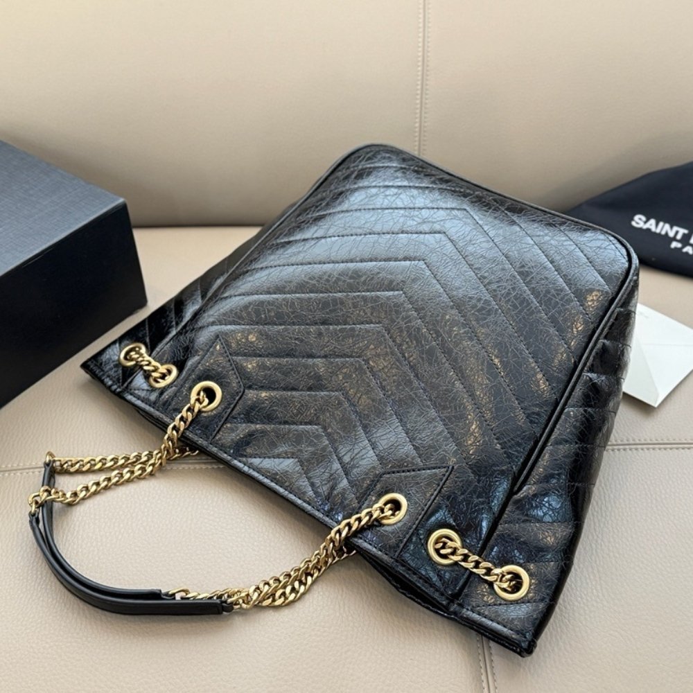 Sa1nt Lau*nt Niki Small Shopping In Vintage Black Leather 30Cm 8622950EN071000