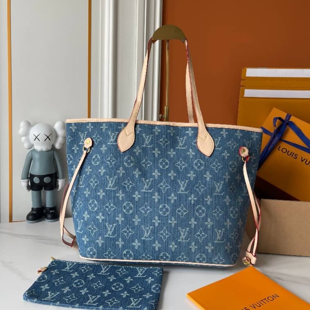 L0vis Vvtt0n Neverfull Mm Bag Denim Blue 31Cm M13192