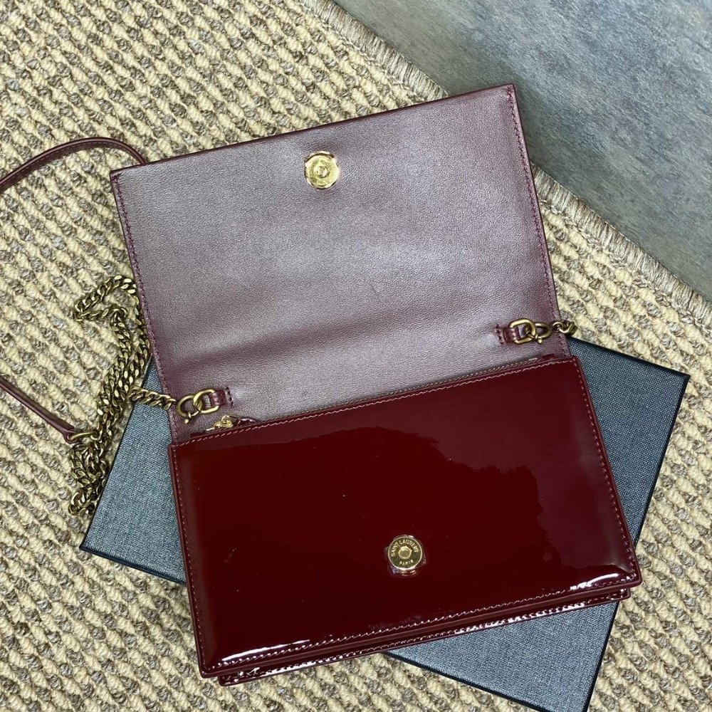 [S*per Vip 1:1] Sa1nt Lau*nt Kate Tassel Chain Wallet Burgundy 19Cm 742833Bmiiw6413