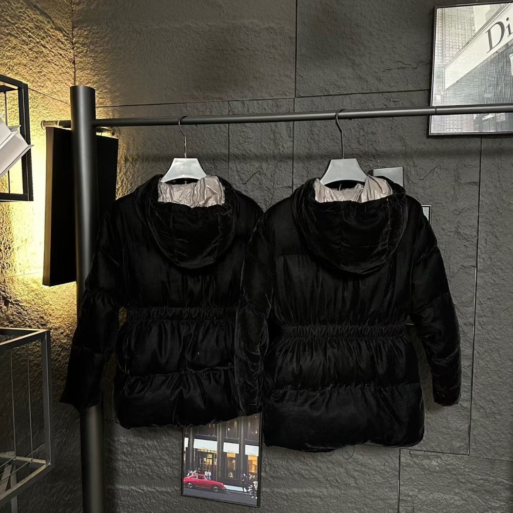Pra*a Velvet Down Jacket Black 292214 18H4 F0008 S Ooo