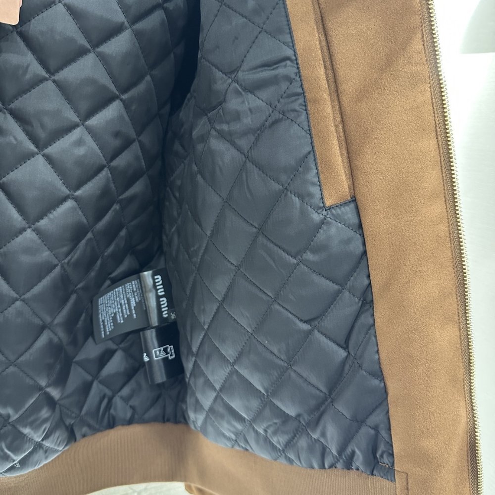 M1um1u Garment Dyed Wool Blouson With Shearling Collar Brown Ml1338 151I F0005 S Ooo