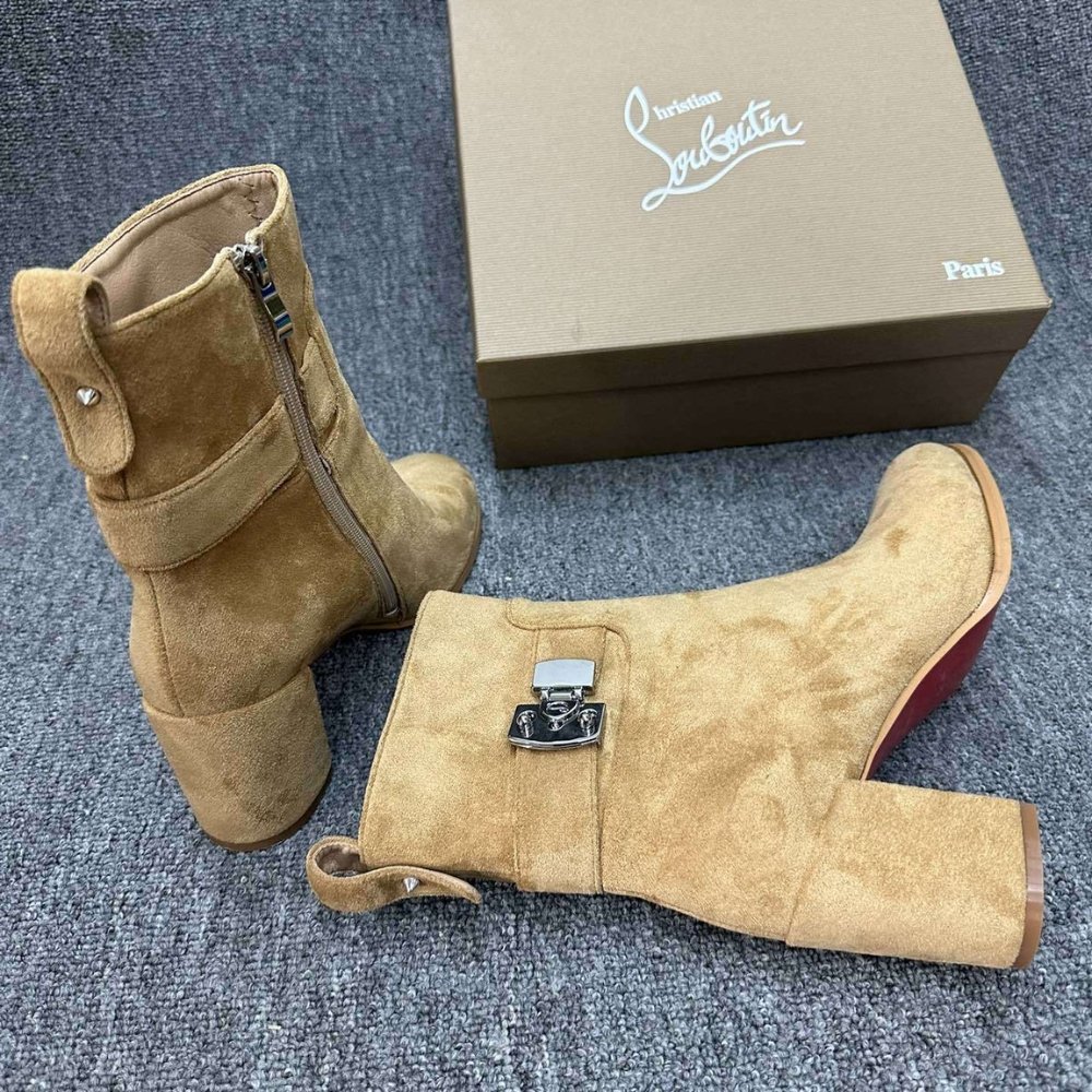 Chr1st1an Louboutin Booty Lock 70 Boots Beige 1250326F486
