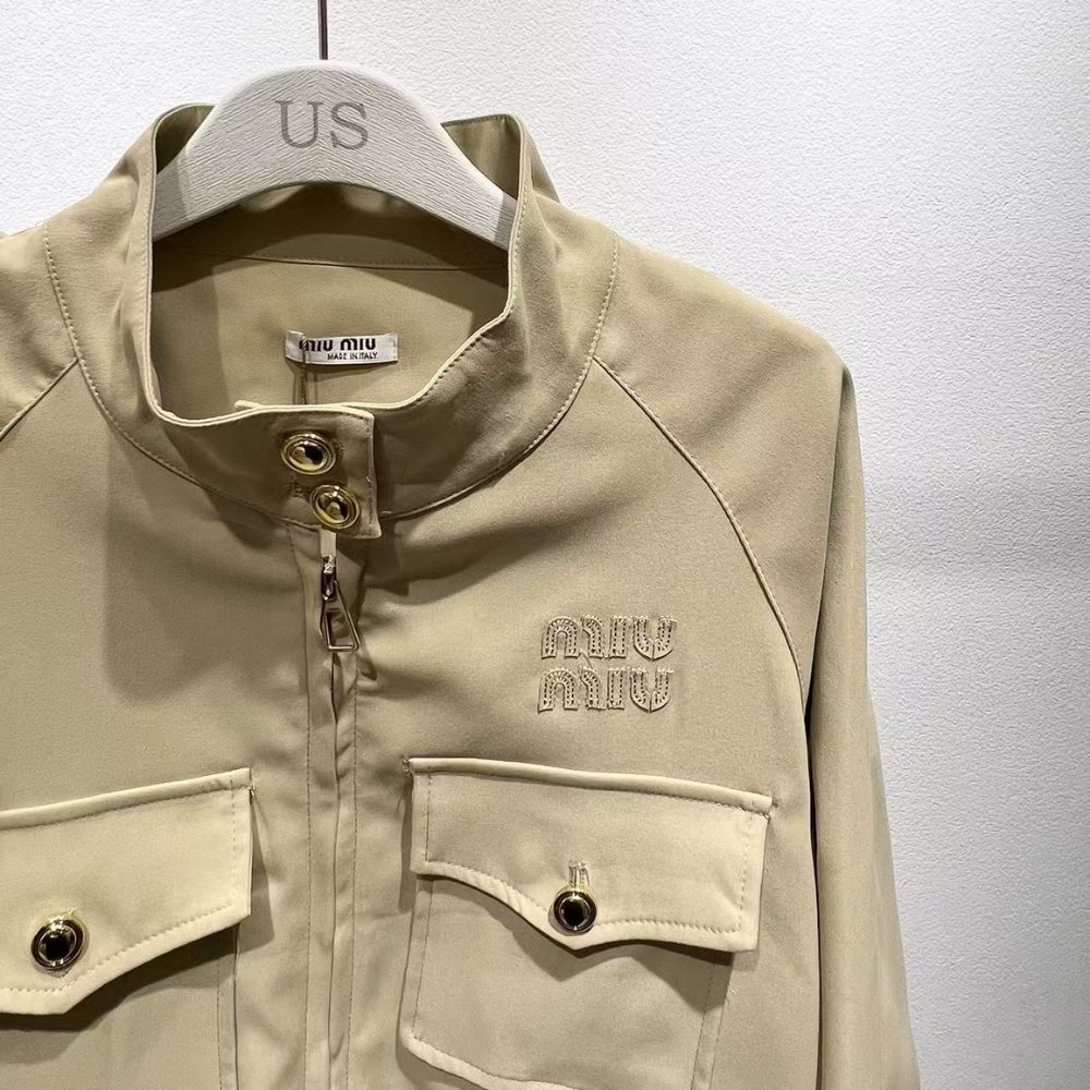 Miu Miu Cord Chino Blouson Jacket Beige
