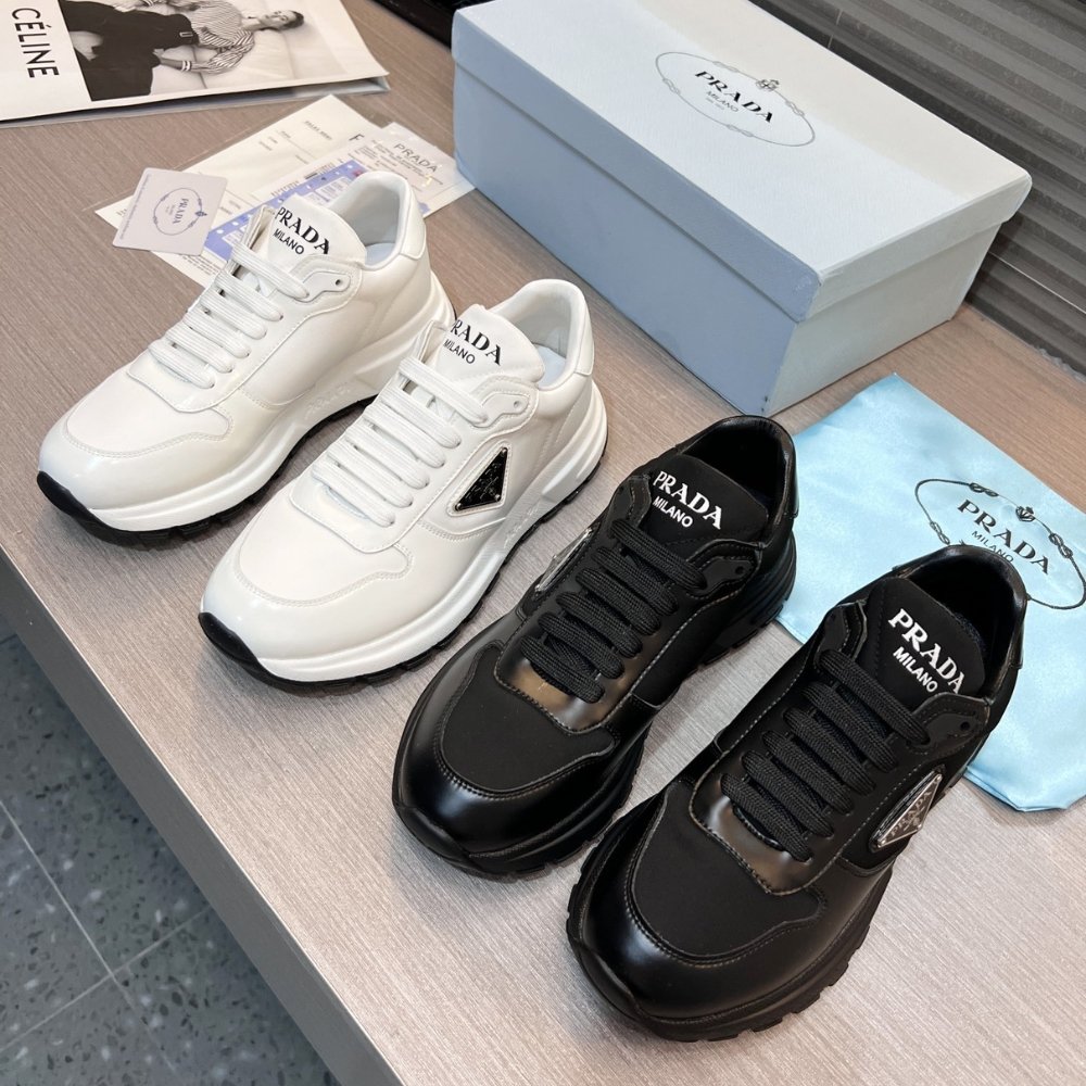 Pra*a Prax 01 Re Nylon And Brushed Leather Sneaker Black 2Ee369 3Lf5 F0632 F G000