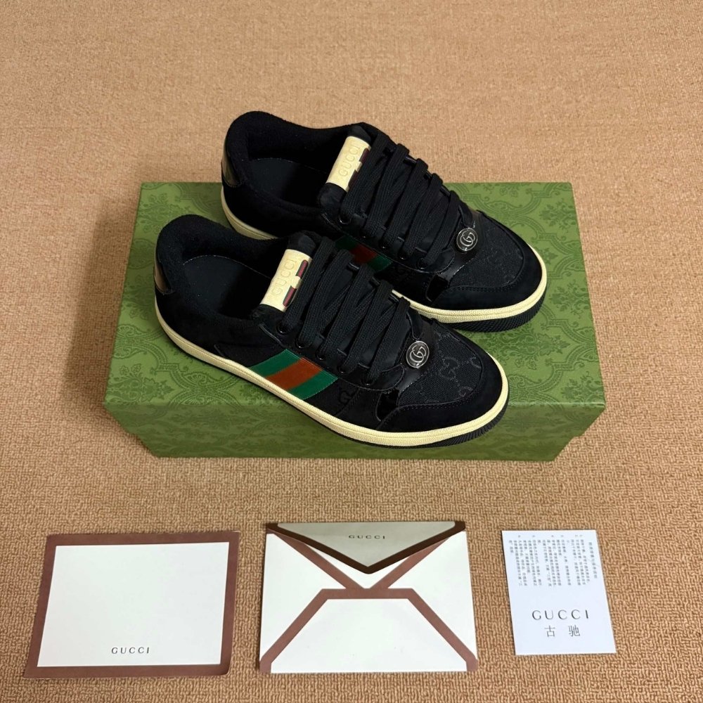 Gvc*1 Women Screener Sneaker Black Leather 840305 FAES7 1059