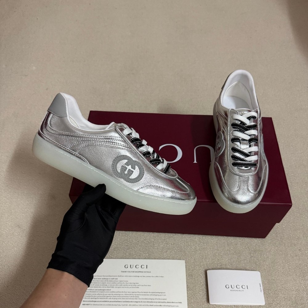 Gvc*1 Women G75 Sneaker Silver Textured Leather ‎857910 AAFL8 8151