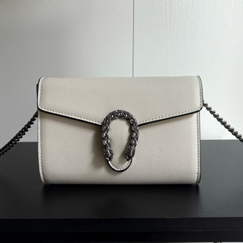 Gvc*1 Dionysus Wallet On Chain White Leather 20Cm 401231 CAOGM 9174