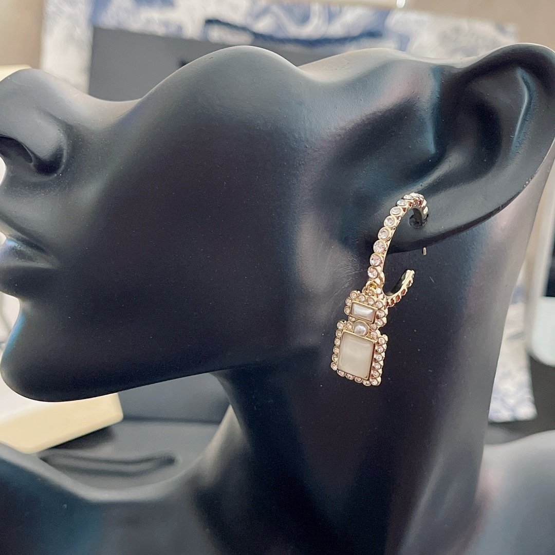 Ch**el Cc And Perfume Bottle Hoop Earrings