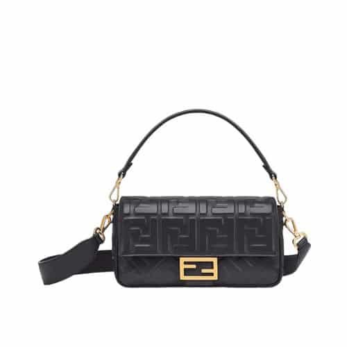 F**di Baguette Leather Black Nappa Bag 27Cm