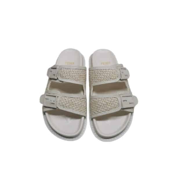 F**di Feel Leather Sandals White