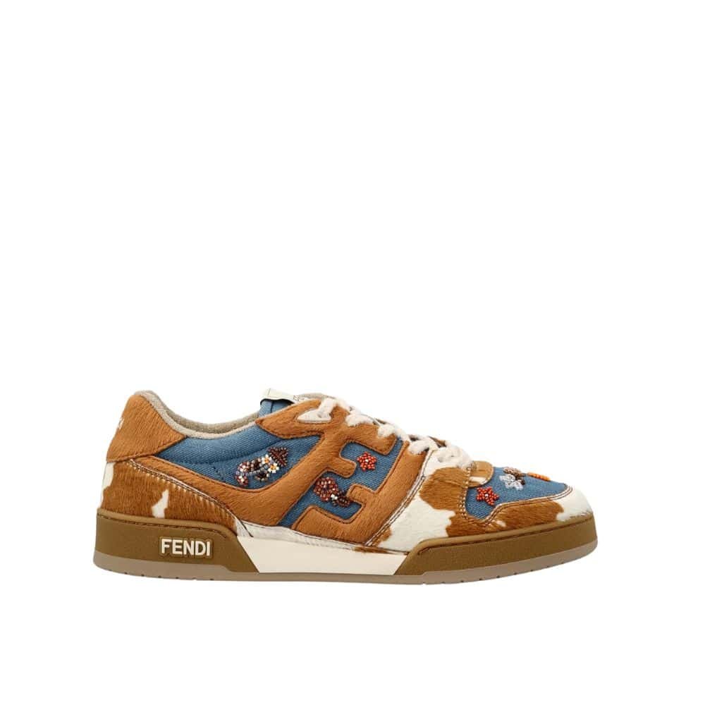 F**di Match Suede Low Tops Brown And Blue