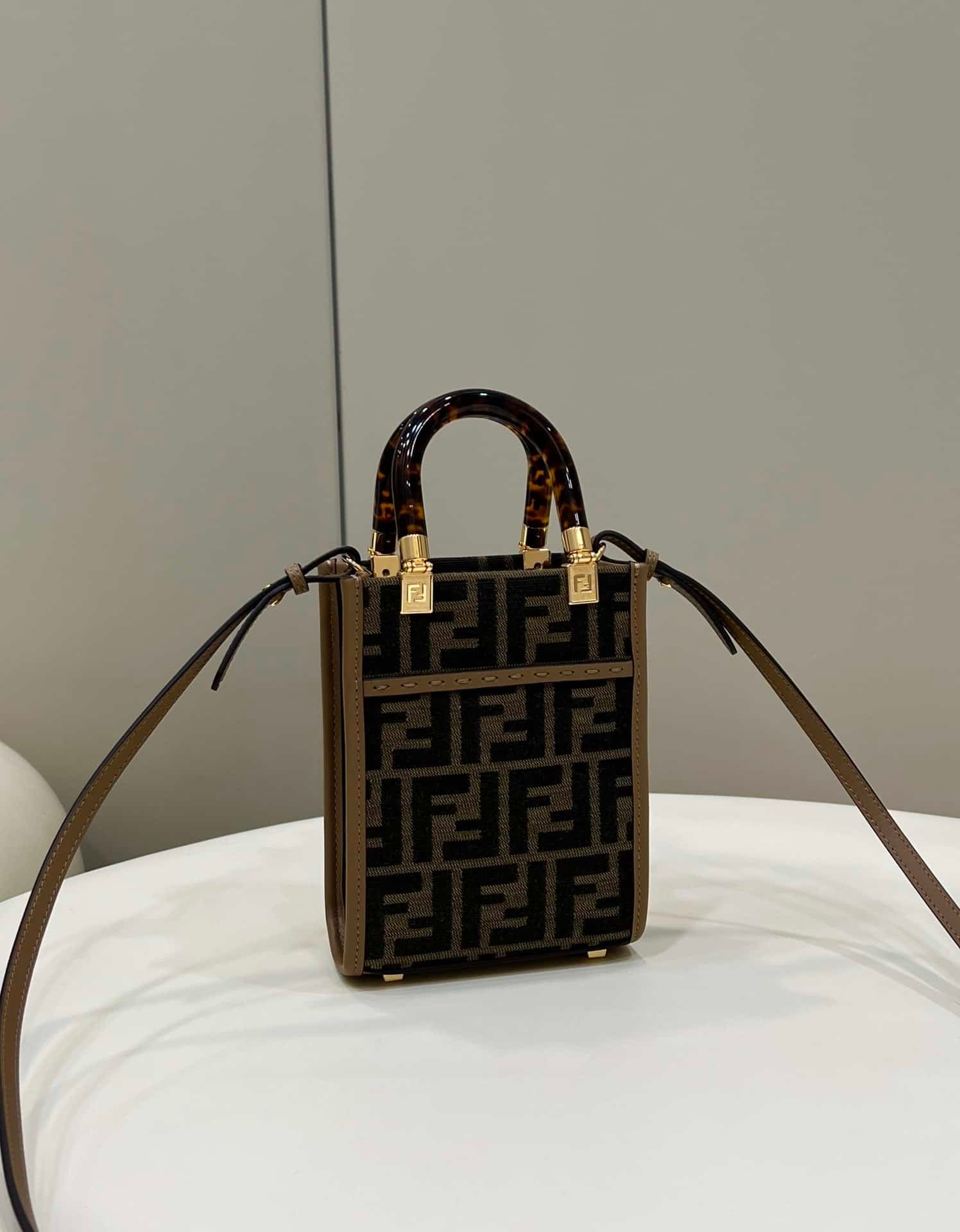 Mini Sunshine Shopper Brown Ff Fabric Mini Bag 18Cm 8Bs051Alvxf1Ge3